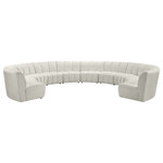 Meridian Furniture - Infinity Channel Tufted Velvet Modular Chair, Cream, 10 Piece - Create a seating group that works for every possible situation with this Infinity 10-piece sectional and other pieces in the Infinity collection. Upholstered in soft cream velvet material that feels great against the skin and offers long-wearing beauty, this piece fits with other Infinity items for an infinite number of combinations that get your seating requirements just right but that look just as nice when used on their own.