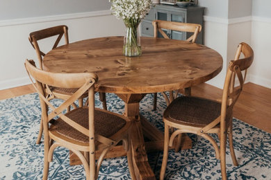 Round Pedestal Trestle Wood Dining Table