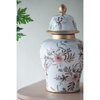 Floral Decorative Jar or Canister, White and Gold