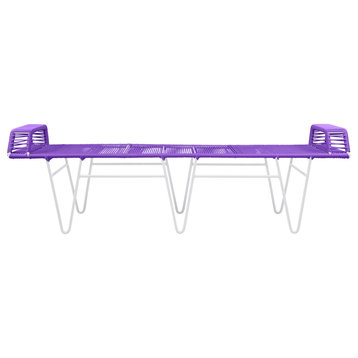 Pelopin Indoor/Outdoor Handmade Bench, Purple Weave, White Frame