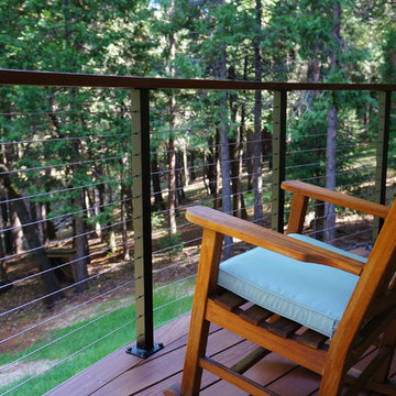 Multi-level deck embraces forest views