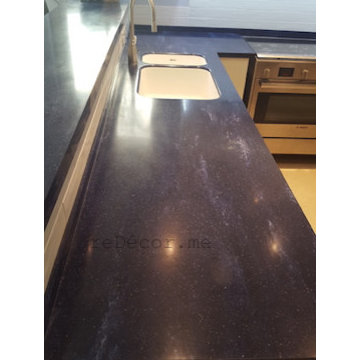 Modern off white with blue kitchen