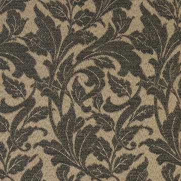 Black And Brown Leaves Outdoor Indoor Marine Upholstery Fabric By The Yard