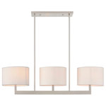 Livex Lighting - Livex Lighting Hayworth Brushed Nickel Light Linear Chandelier - Raise the style bar with a designer linear chandelier in a handsome and versatile contemporary manner. This three light linear chandelier comes in a brushed nickel finish with round off-white fabric hardback shade.