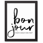 DDCG - Bon Jour 11x14 Black Framed Canvas - The  Bon Jour 11x14 Black Framed Canvas features a French-inspired phrase to help welcome your guests into your abode. This framed canvas helps you infuse character into your home. Before this piece of wall art ships, it undergoes a rigorous quality assurance check to ensure it meets our high standards. The result is a stunning piece of wall art you will love.