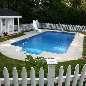 Rectangle Pool with Diving Board and Slide