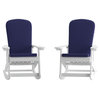 White Chairs-Blue Cushions, Set of 2