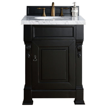 Brookfield 26" Single Vanity Antique Black, 3 Cm Arctic Fall Solid Surface Top