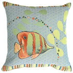 Pillow Decor Ltd. - Pillow Decor - Tropical Fish French Tapestry Throw Pillow - This dazzling jacquard tapestry decorative pillow features a beautifully rendered tropical fish. Bring color and seaside flair to your space with this well made French tapestry pillow.