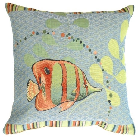 Pillow Decor - Tropical Fish French Tapestry Throw Pillow