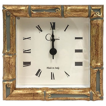 Wooden Faux Bamboo Square Clock