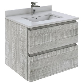 Fresca Stella 24" Wall Hung Single Bathroom Cabinet w/ Top & Sink in Ash Gray