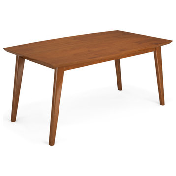 Draper Solid Wood Mid Century Rectangle Dining Table, Teak Brown