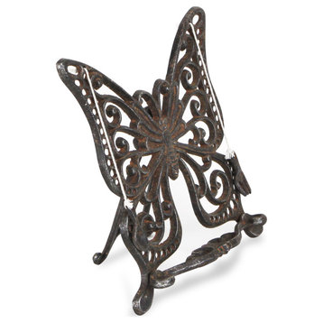 Cheungs Home Decorative Cast Iron Butterfly Tabletop Decor Book Holder - Gray