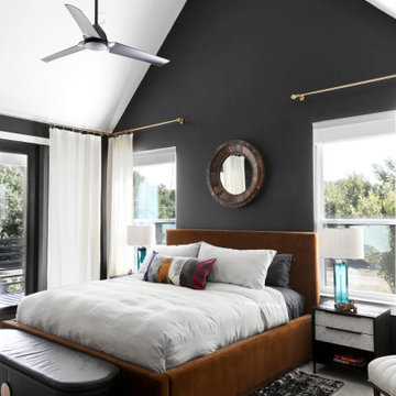 75 Vaulted Ceiling Bedroom with Black Walls Ideas You'll Love - April ...