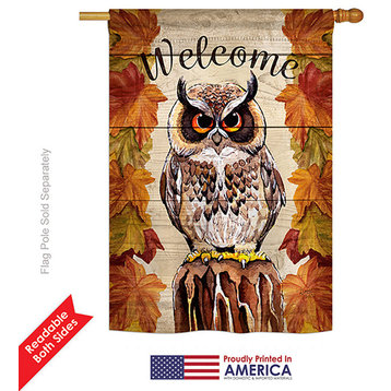 Owl Watching Garden Friends, Birds Decorative Vertical House Flag 28"x40"
