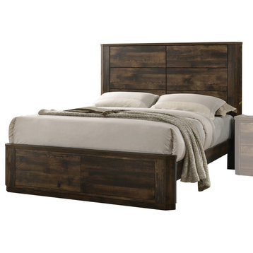 ACME Elettra King Panel Bed in Antique Walnut