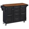 Traditional Kitchen Cart in Black Finish