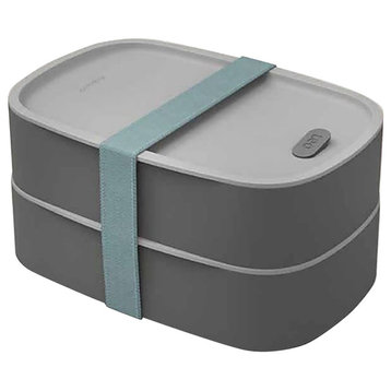 Leo 3pc Dual Bento Box Set /Strap, Gray & Mint