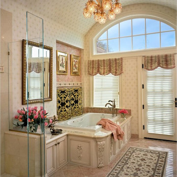 Pink and White Marble Bathroom