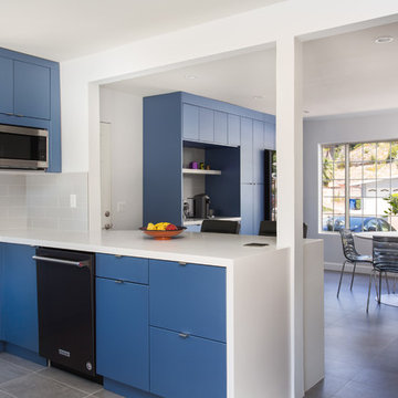 Modern flat blue cabinets in Granada Hills