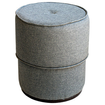 Drake Cylindrical Ottoman Stool Tufted, Silver
