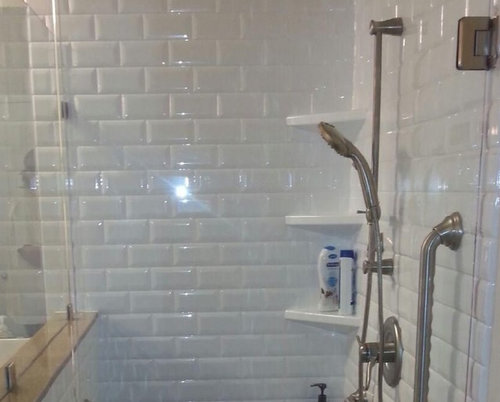 Aloof Gray Or Mindful For Bathroom White Onyx Subway Tile From The Collection Floor Is Going To Be Futuro Porcelain Tiles Fixtures Are Original Chrome With