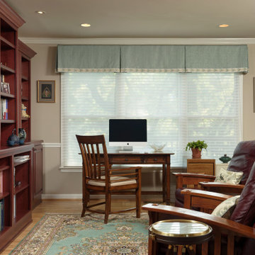 Simple Solutions in Window Treatments - inverted pleat valance for a wide window