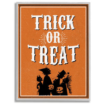 Trick Or Treat Orange White Cartoon Holiday Word Design, 16"x20"