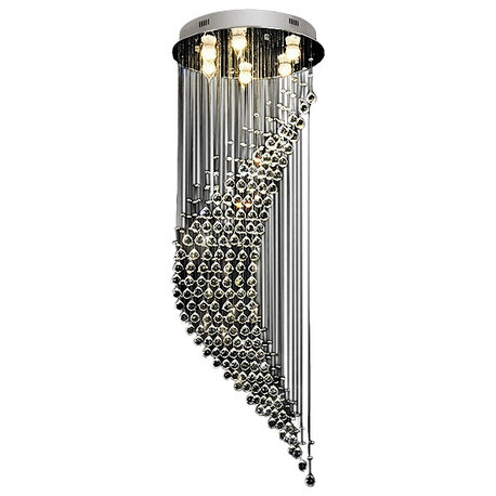 La Turbie Duplex Spiral Moon Staircase Crystal Chandelier, 7.9"