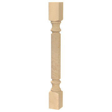 34-1/2" Traditional Reeded Table Leg, Hard Maple