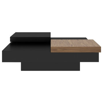 Modrest Ambry Modern Walnut and Flat Black Coffee Table