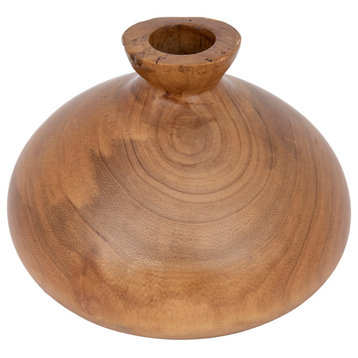 Decorative Paulownia Wood Vase, Walnut Finish