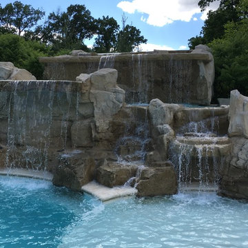 Cedar Rapids, Iowa - Custom Concrete Swimming Pool with Rock Waterfall Feature