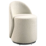 OSP Home Furnishings - Lystra Swivel Vanity Chair in Textured Cream Fabric - Fully Assembled - Indulge in the chic, modern cottage style with our swivel vanity chair. Covered in trending cream boucle fabric, adding texture and charm to your vanity. A 360 swivel keeps this small slipper chair a useful and sweet seating option. Add glamour to your on-suite primary bedroom, walk-in closet, or guestroom, offering a place to sit, put shoes on, relax, and make your beauty routine sublime. Comes fully assembled.