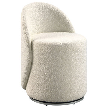 Lystra Swivel Vanity Chair in Textured Cream Fabric - Fully Assembled