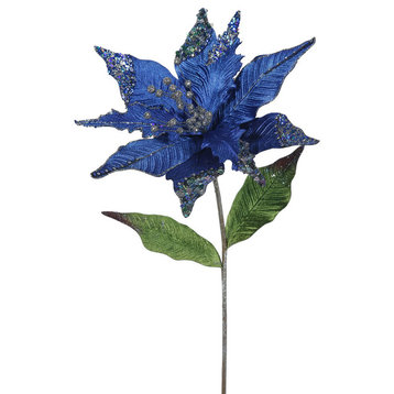 26" Blue Poinsettia, 12" Flower 3/Bag