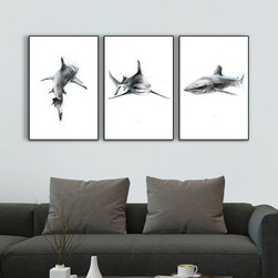 Sharks by Alexis Marcou - Multi Panel Art - Fine Art Prints