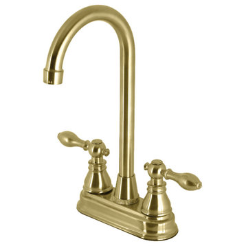 KB497ACLSB American Classic Two-Handle High-Arc Bar Faucet, Brushed Brass