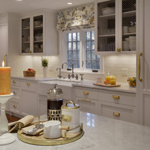 KITCHEN OPEN SHELVES & COLORED ISLANDS & TABLES &2 TONE