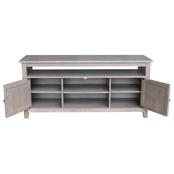 Entertainment / TV Stand with 2 Doors, Washed Gray Taupe
