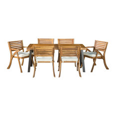 7-Piece DeSoto Teak Finish Acacia Wood Patio Dining Set