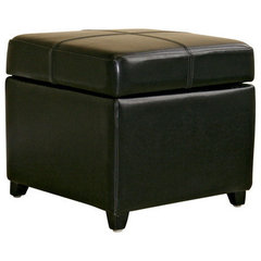 Baxton Studio Full Leather Storage Cube Ottoman Transitional