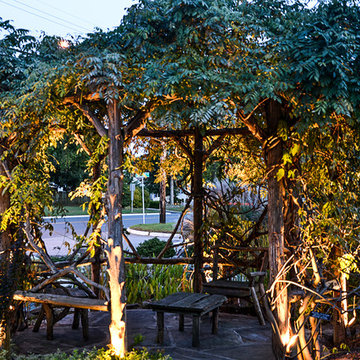 Evening rustic gazebo