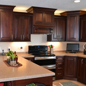 Warm Transitional Kitchen and Bathroom Remodel