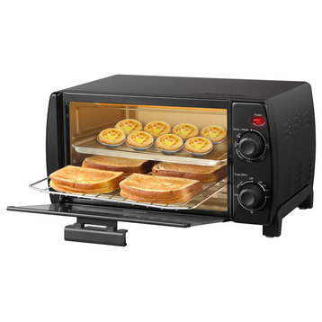 4 Slice Small Toaster Oven Countertop, Retro Compact Design, Multi-Function with, 4 Slice Small
