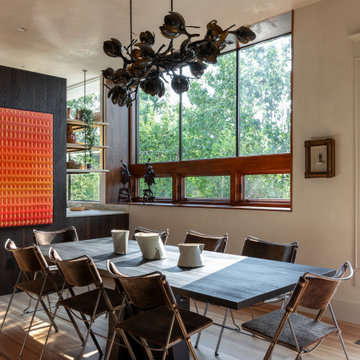 West 9th Dining with Arno Declercq Table and 7 Gods Chandelier