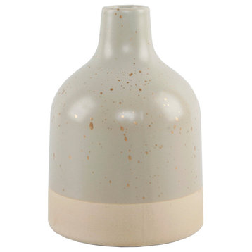 7" Two-Tone Speckle Ceramic Vase, Sage