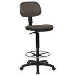 Office Star Products - Sculptured Seat and Back Dillon Fabric Drafting Chair With Adjustable Foot Ring - The Economic Drafting Chair allows you to sit comfortably while the back height and seat depth adjustment capabilities personalize the way you work. Features include pneumatic seat height adjustment, a vinyl seat and back. A heavy duty nylon base, and a height adjustable foot ring enhances your posture. Outfitted with dual wheel carpet casters, treat yourself to an office chair that moves smoothly and ergonomically performs affordably.