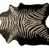 6' X 7' Off White And Black Zebra Cowhide Handmade Area Rug